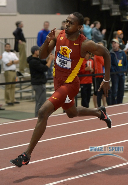 Aaron Brown of Southern California runs 20.76 in 200 Prelims