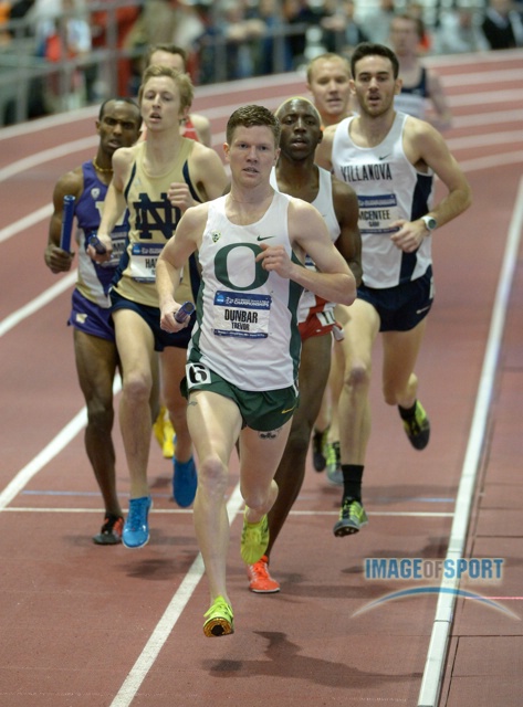 Trevor Dunbar runs the anchor leg on the Oregon