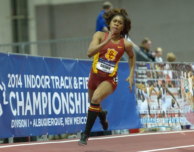 Tynia Gaither of Southern California runs 23.25 in a womens 200m heat