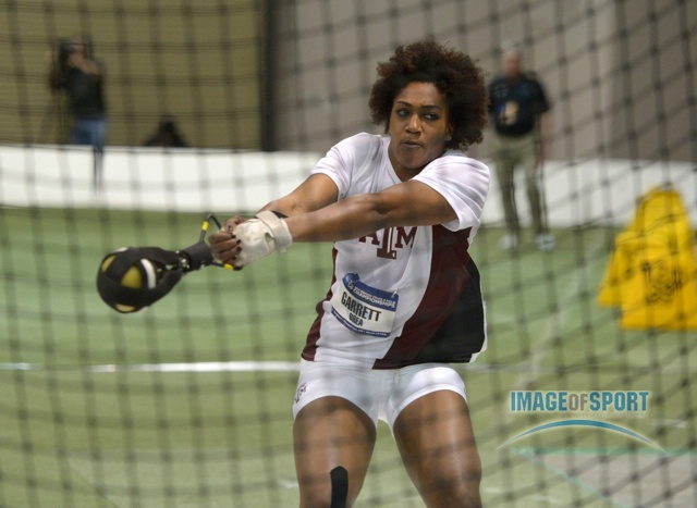 Brea Garrett of Texas A&M wins the womens weight throw at 72-8 (22.15m)