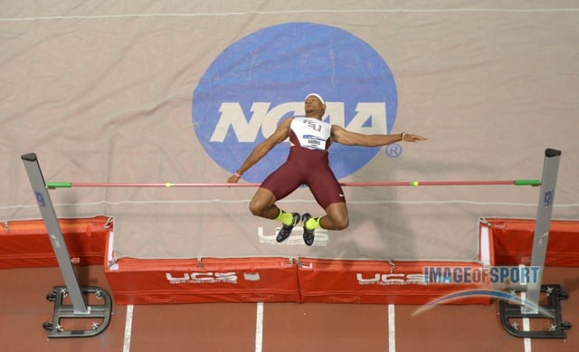 General view of James Harris of Florida State in the high jump the 2014 NCAA Indoor Championships