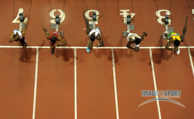 From right: Trayvon Brommell of Baylor (3), Dentarius Locke of Florida State (4), Diondre Batson of Alabama (5), BeeJay Lee of Southern California (6) and Prezel Hardy Jr. of Texas A&M (7).