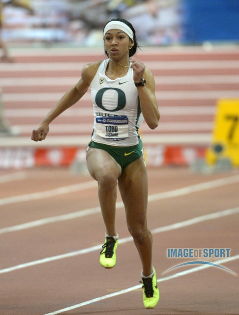 Jasmine Todd of Oregon runs 7.23 in a womens 60m heat