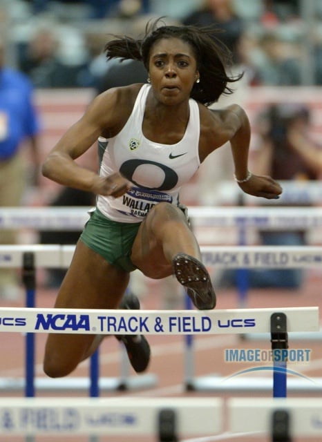 Sasha Wallace of Oregon runs 8.08 in a womens 60m heat