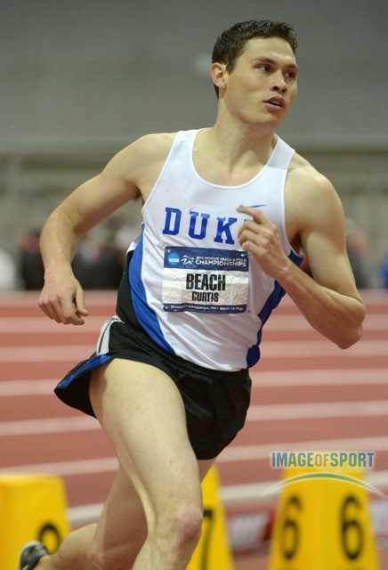 Mar 15, 2014; Albuquerque, NM, USA; Curtis Beach of Duke runs 2:28.76 in the heptathlon 1,000m in the  in the 2014 NCAA Indoor Championships at Albuquerque Convention Center. Beach was the overall winner with 6,190 points.