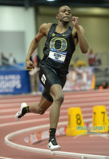 Mar 15, 2014; Albuquerque, NM, USA; Michael Berry of Oregon places seventh in the 400m in 46.10 in the 2014 NCAA Indoor Championships at Albuquerque Convention Center.