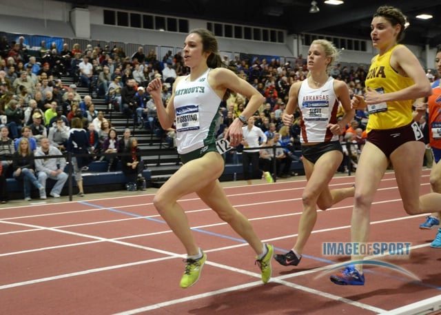 Mar 15, 2014; Albuquerque, NM, USA; Abbey D'Agostino of Dartmouth wins the womens 3,000m in 9:14.47 in the 2014 NCAA Indoor Championships at Albuquerque Convention Center.