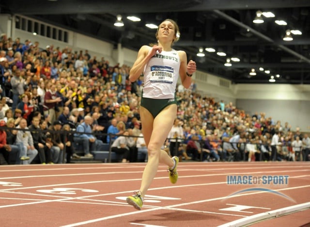 Mar 15, 2014; Albuquerque, NM, USA; Abbey D'Agostino of Dartmouth wins the womens 3,000m in 9:14.47 in the 2014 NCAA Indoor Championships at Albuquerque Convention Center.