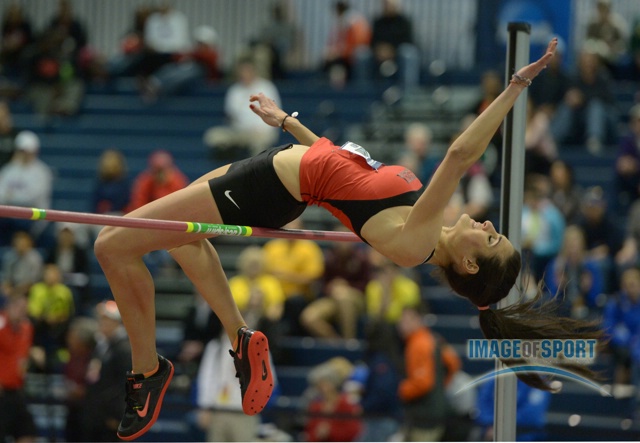Mar 15, 2014; Albuquerque, NM, USA; Leontia Kallenou of Georgia wins the womens high jump at  6-1 1/2 (1.87m) in the 2014 NCAA Indoor Championships at Albuquerque Convention Center.