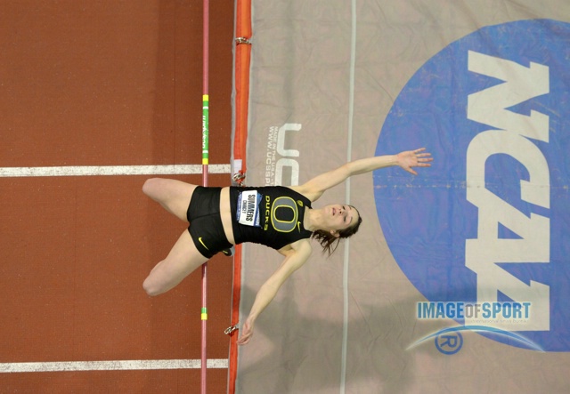 Mar 15, 2014; Albuquerque, NM, USA; Chancey Summers of Oregon competes in the womens high jump in the 2014 NCAA Indoor Championships at Albuquerque Convention Center.