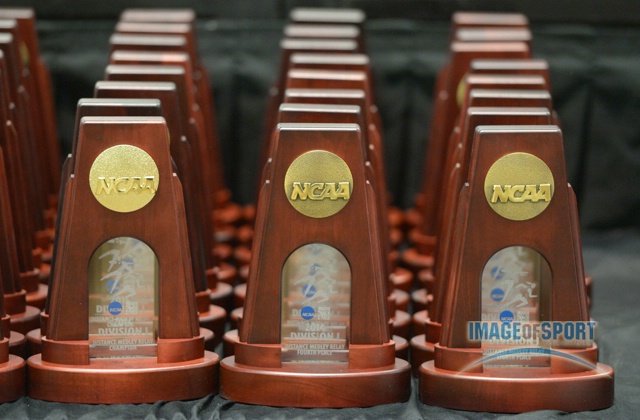 Mar 15, 2014; Albuquerque, NM, USA; General view of NCAA championship plaques at the 2014 NCAA Indoor Championships at Albuquerque Convention Center.