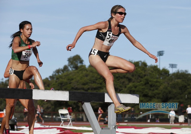 Sara Hall (right) leads Aisha Praught