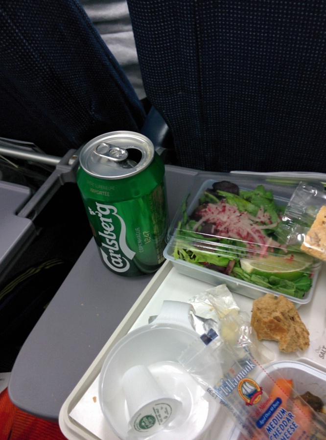 International flying isn't what it used to be - $7 for a beer.