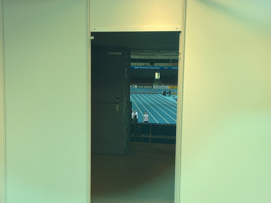 Looking through a window, we got a sneak peek at the track.