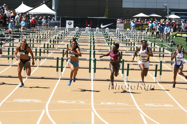 100m Hurdle Final: Dawn Harper-Nelson 12.55 Over Queen Harrison 12.56 Lolo Jones 12.66