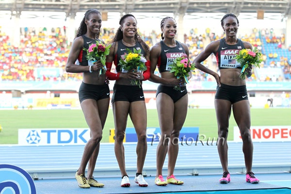 Dee Dee Trotter, Sanya Richards Ross, Natasha Hastings, and Joanna Atkins 4x400 Gold
