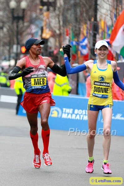 Meb and Hilary Dionne at the Finish