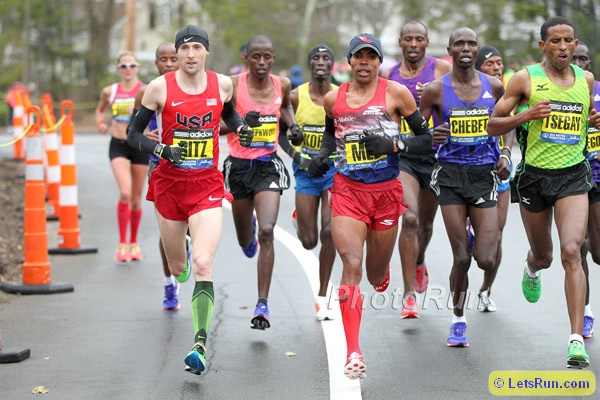 Men's Race: Dathan Ritzenhein and Meb Keflezighi Lead Boston