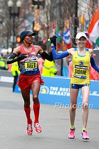 Meb and Hilary Dionne at the Finish