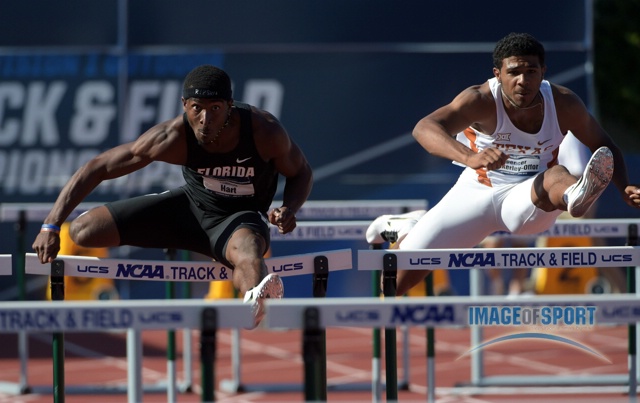 Yanick Hart of LSU (left) and Spencer Dunkerley-Offor of Texas