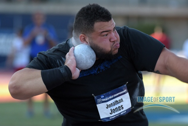 Jonathan Jones of Buffalo wins the shot put at 68-2 1/4