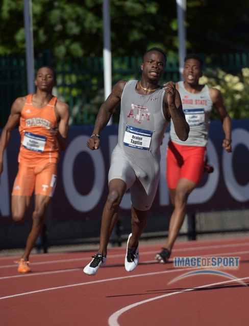 Bralon Taplin of Texas A&M runs 46.52