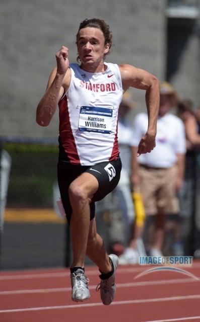 Harrison Williams of Stanford runs 10.83 in the decathlon 100m