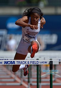 Erica Bougard of Mississippi State runs 13.12 in the heptathlon 100m hurdles