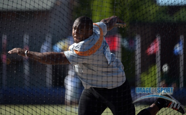 Jun 12, 2015; Eugene, OR, USA; Tavis Bailey of Tennessee places second in the discus at 203-2 (61.92m) in the 2015 NCAA Track & Field Championships at Hayward Field.