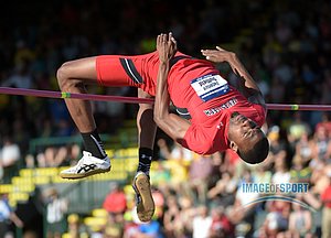 Jun 12, 2015; Eugene, OR, USA; Jacorian Duffield of Texas Tech wins the high jump at 7-5 3/4 (2.28m) in the 2015 NCAA Track & Field Championships at Hayward Field.