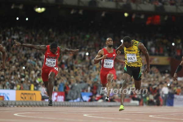 Usain Bolt and Justin Gatlin Lean - 100m Final