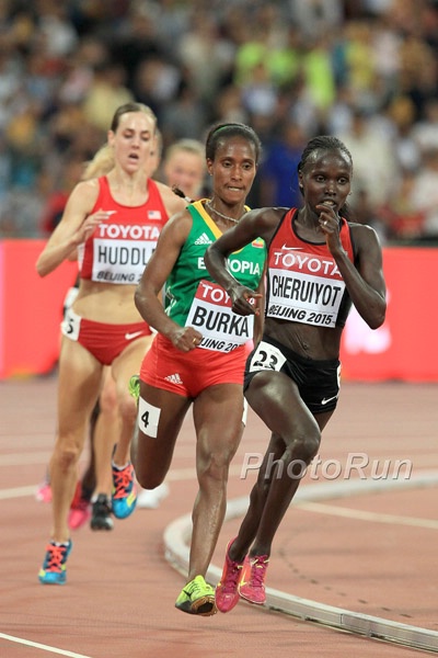 Cheruiyot Leads Burka and Huddle on Final Bend