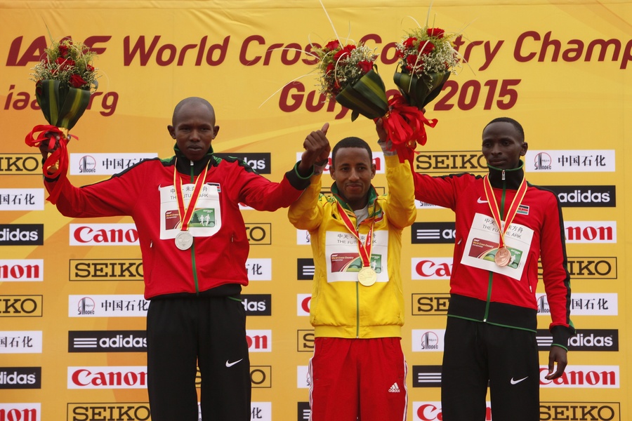 Geoffrey Kipkirui Korir of Kenya, Yasin Haji of Ethiopia, and Alfred Ngeno of Kenya
© Getty Images for IAAF