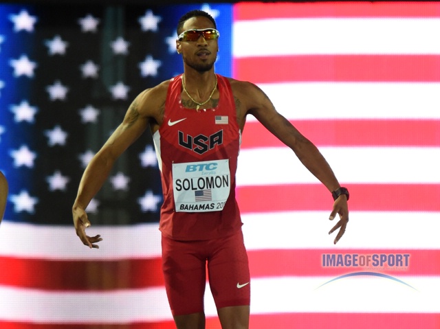 Duane Solomon poses before the start of  4 x 800m
