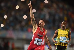 Ryan Bailey Celebrates Win over Usain  Bolt and Jamaica