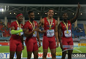 Michael Rodgers and Tyson Gay and Ryan Bailey and Justin Gatlin p