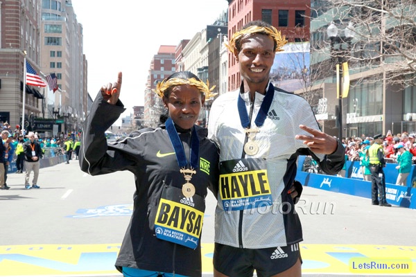 Atsede Baysa and Lemi Berhanu Hayle 2016 Boston Marathon Champions