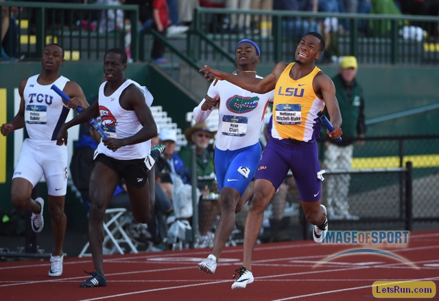 Nethaneel Mitchell-Blake of LSU Had an Injury at End of 4x100 Leg