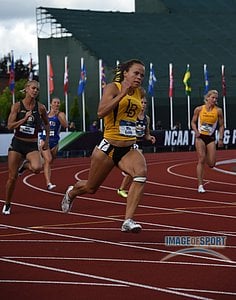 Jun 10, 2016; Eugene, OR, USA; Riley Cooks of Long Beach State runs 24.02 in the heptathlon 200m during the 2016 NCAA Track and Field championships at Hayward Field.