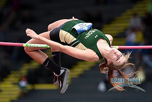 Jun 10, 2016; Eugene, OR, USA; Jessica Green of Colorado State clears 5-4 1/4 (1.63m) in the heptathlon high jump during the 2016 NCAA Track and Field championships at Hayward Field.
