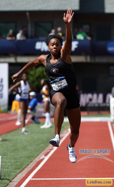 Kenturah Orji of Georgia wins the women's triple jump in an American record 47-8 (14.53m)