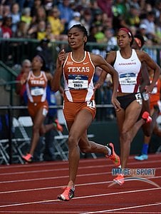 Courtney Okolo of Texas wins the women's 400m in 50.36