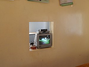 This is the sole TV we saw at the camp