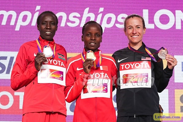 Marathon Medallists: Edna Kiplagat, Rose Chelimo, Amy Cragg