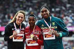 Jenny Simpson, Faith Kipyegon, Caster Semenya 1500m Medallists