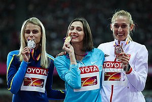 Yuliya Levchenko, Mariya Lasitskene, Kamila Licwinko - High Jump Medallists