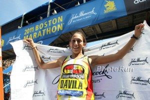 Desiree Davila, in happier times, after finishing 2nd in Boston in 2011