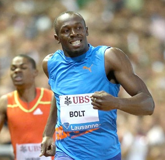 Usain Bolt sporting his singlet in Lausanne last year