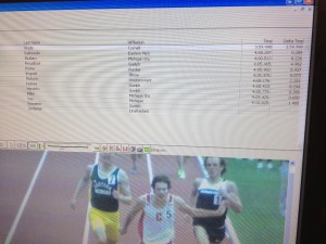 Nick Wade at the end of his 3:59.998 mile.