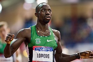 Lopez Lomong after winning the 2013 Millrose Games mile.  *More 2013 Millrose Photos